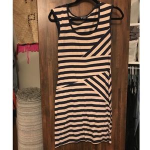 Blue and cream striped dress